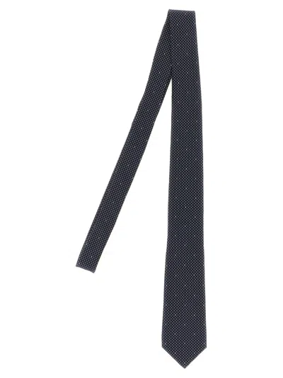 Saint Laurent Navy Blue Classic Printed Tie In Black