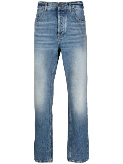 Saint Laurent Men's Navy Blue Cotton Straight-leg Mid-rise Jeans For Fw24