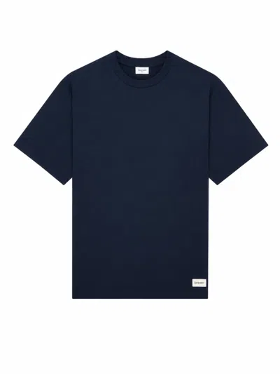 Saint Laurent Loose-fit Crewneck Sweatshirt With Hip Patch In Blue