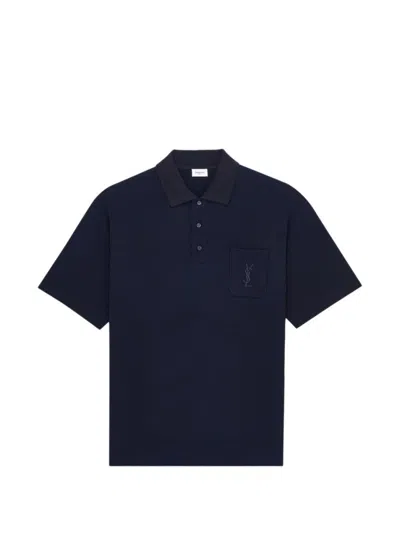 Saint Laurent Short Sleeve Polo Shirt With Chest Pocket In Multi