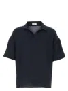 Saint Laurent Men Navy Blue Silk Oversize Polo Shirt In Blue