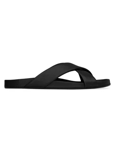 Saint Laurent Nichols Sandals Crossed Straps Flat Sole In Black