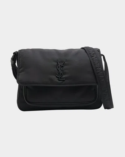 Saint Laurent Men's Niki Nylon Messenger Bag In Black