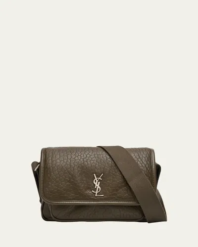 SAINT LAURENT MEN'S NIKI SMALL MESSENGER BAG IN GRAINED LAMBSKIN