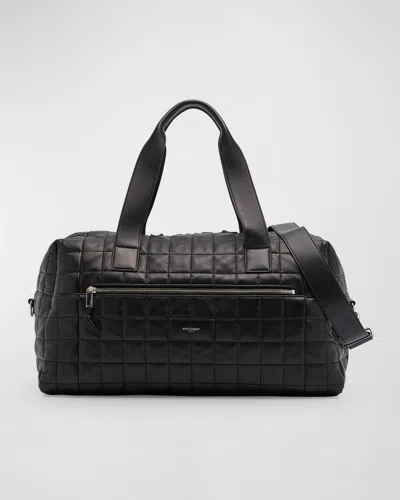 Saint Laurent Men's Nuxx Quilted Leather Duffel Bag In Nero