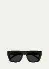 Saint Laurent Men's Nylon And Acetate Rectangle Sunglasses In Black