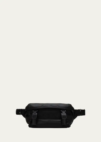 Saint Laurent Logo-embroidered Canvas Belt Bag In Black