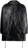 Saint Laurent Cassandre Anorak Oversized Hooded Coat In Black