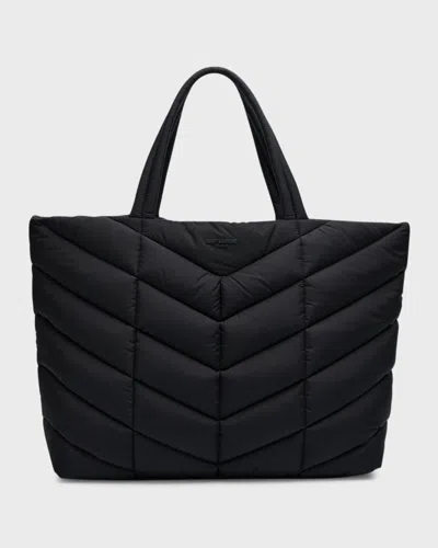Saint Laurent Padded Quilted Econyl® Tote Bag In Black