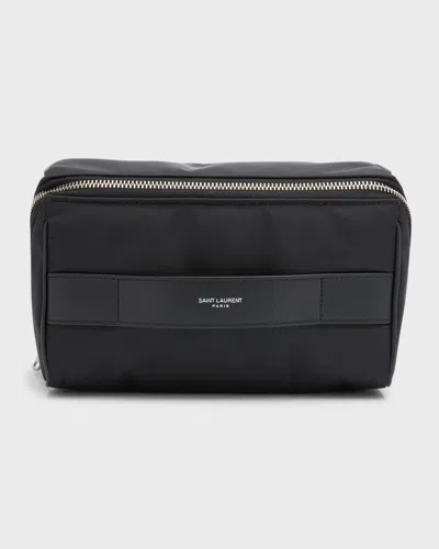 Saint Laurent Cube Trousse Nylon Pouch In Black