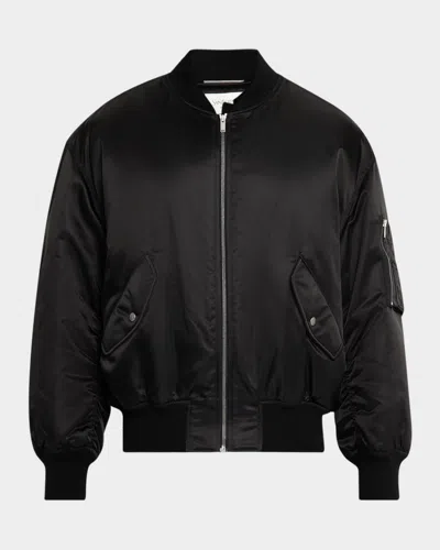 Saint Laurent Men's Oversized Boule Zip Bomber In Black