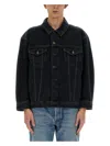 Saint Laurent Oversized Jacket In Dark Blue Black Denim In Blue