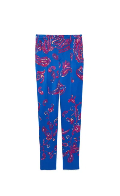 Saint Laurent Men's Pantalon Cachemire Degrade Pig In Bleu Fuchsia Or