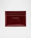 Saint Laurent Men's Patent Leather Card Holder In Ribes Glaze