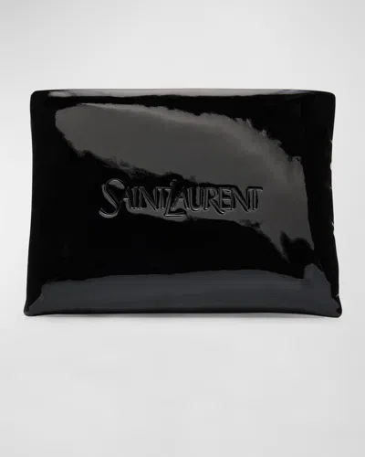 Saint Laurent Men's Patent Leather Pillow Pouch In Black