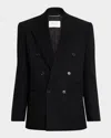 Saint Laurent Men's Pinstripe Double-breasted Peak Lapel Sport Coat In Black