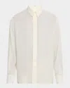 Saint Laurent Men's Pleated Silk Sport Shirt