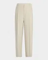Saint Laurent Men's Pleated Wool-silk Trousers In Camel