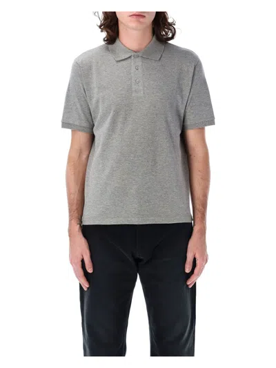Saint Laurent Men's Polo Piquet T-shirt In Grey Melange