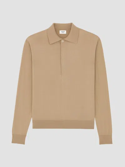 Saint Laurent Polo In Silk And Cotton Knit In Brown