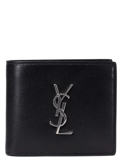 Saint Laurent Men's Portafoglio Con Monogramma "east/west" In Black