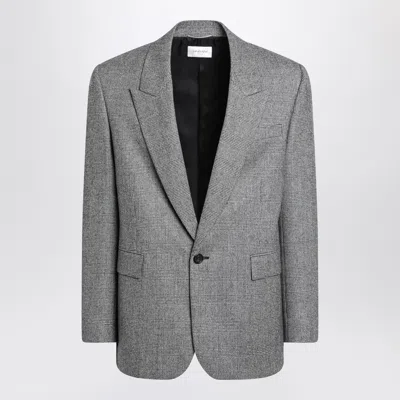 Saint Laurent Men's Prince Of Wales Check Jacket In Gray