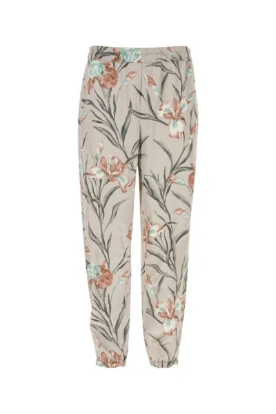 Saint Laurent Men Printed Satin Pant In Multicolor