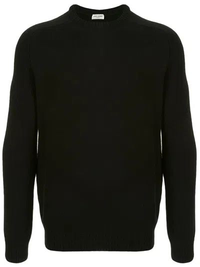 Saint Laurent Brushed Knitted Jumper In Black