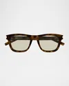Saint Laurent Men's Rectangle Acetate Sunglasses In Brown