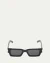 Saint Laurent Men's Rectangle Acetate Sunglasses With Logo In 001 Black