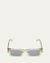 Saint Laurent Men's Naked Wirecore 50mm Rectangular Acetate Sunglasses In 003 Beige