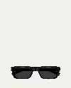 Saint Laurent Men's Rectangle Acetate Sunglasses With Logo Detail In Black