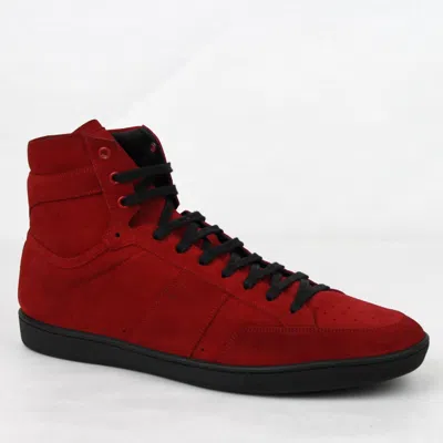 Pre-owned Saint Laurent Men's Red Suede Hi Top Sneakers It 49 / Us 16 418026 6422
