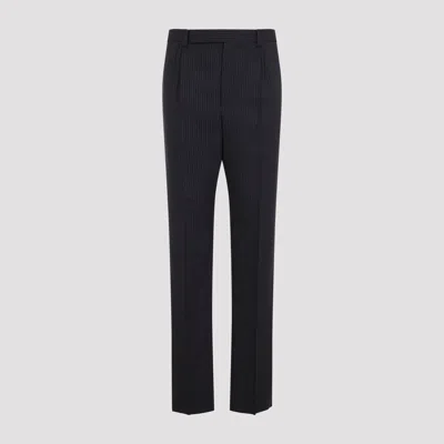 Saint Laurent Men's Regular Straight-leg Wool Pants In Blue