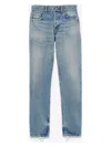 Saint Laurent Stonewashed Distressed Straight Jeans In Charltblue