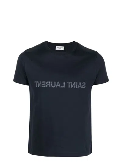 SAINT LAURENT MEN'S REVERSE LOGO PRINT T-SHIRT