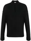 Saint Laurent V-neck Long-sleeve Sweatshirt In Noir