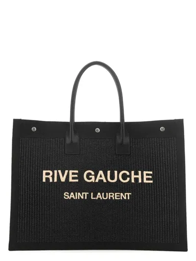 SAINT LAURENT MEN'S RIVE GAUCHE CANVAS TOTE BAG