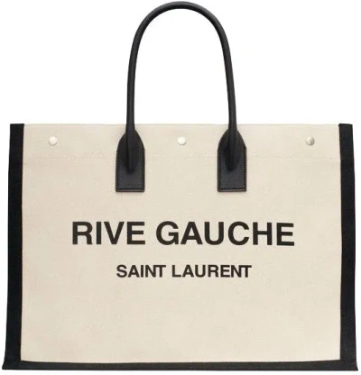 SAINT LAURENT MEN'S RIVE GAUCHE PRINT TOTE BAG