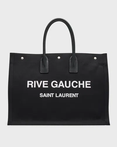 Saint Laurent Men's Rive Gauche Tote Bag In Black/wht