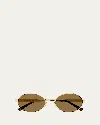 Saint Laurent Men's Round Nylon And Metal Sunglasses In Shiny Light Gold