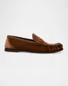 Saint Laurent Men's Ryan 05 Leather Penny Loafers In Almond