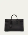 Saint Laurent Men's Sac De Jour Large Grained Leather Tote Bag In Nero