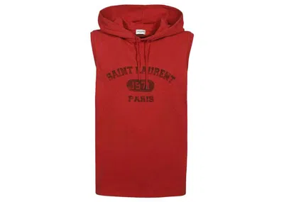 Pre-owned Saint Laurent Men's  1971 Sleeveless Hoodie In Red