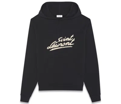 Pre-owned Saint Laurent Men's  50s Signature Hoodie In Black