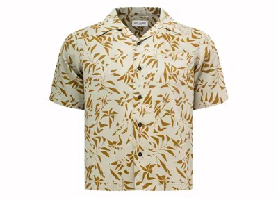 Pre-owned Saint Laurent Men's  Allover Print Hawaiian Shirt In Sand/khaki