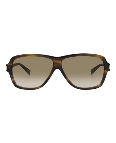 Pre-owned Saint Laurent Men's  Aviatorframe Recycled Acetate Sunglasses In Havana Havana Brown (sl609carol/3001