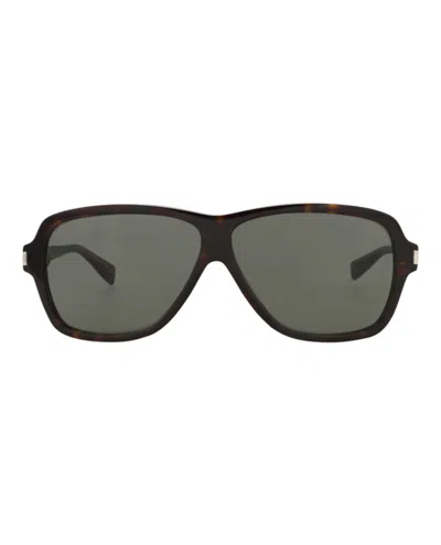Pre-owned Saint Laurent Men's  Aviatorframe Recycled Acetate Sunglasses/30014608002) In Havana/grey (sl609carol In Gray