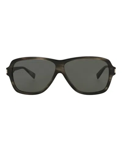 Pre-owned Saint Laurent Men's  Aviatorframe Recycled Acetate Sunglasses/30014608004) In Havana/grey (sl609carol