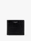 Saint Laurent Leather Wallet With Embossed Lettering Logo On The Front In Black